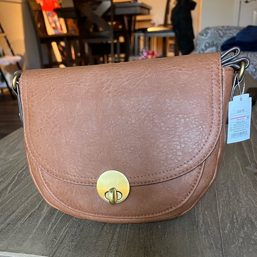 NWT Tan Crossbody Bag with Latch Closure- Merona (Target)